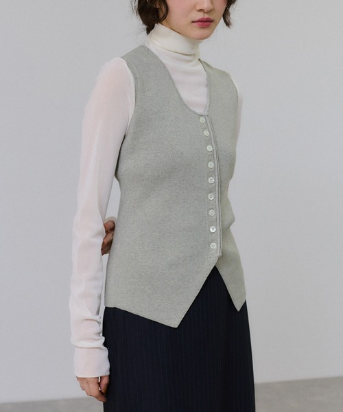 ADAM ET ROPE'（アダムエロペ）の「フルニードルニットジレ（ベスト・レディース・ダークブラウン/ライトグレー・FREE）」の13枚目の写真