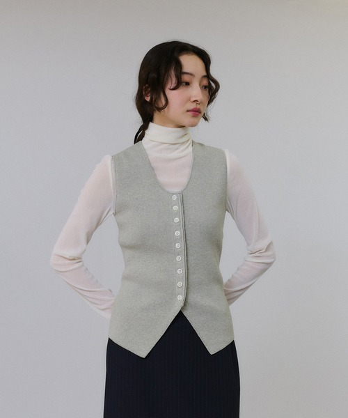 アダムエロペ フルニードルニットジレ