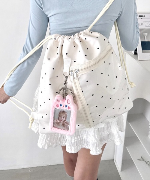 Loueme(ルエム)の「【ドット&スター】クリアポケットナップサック(バックパック/リュック・レディース・ブラック/アイボリー/その他1・FREE)」の2枚目の写真
