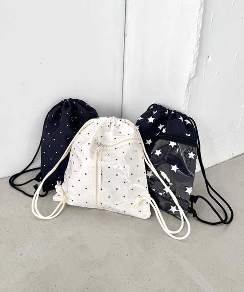 Loueme(ルエム)の「【ドット&スター】クリアポケットナップサック(バックパック/リュック・レディース・ブラック/アイボリー/その他1・FREE)」の11枚目の写真