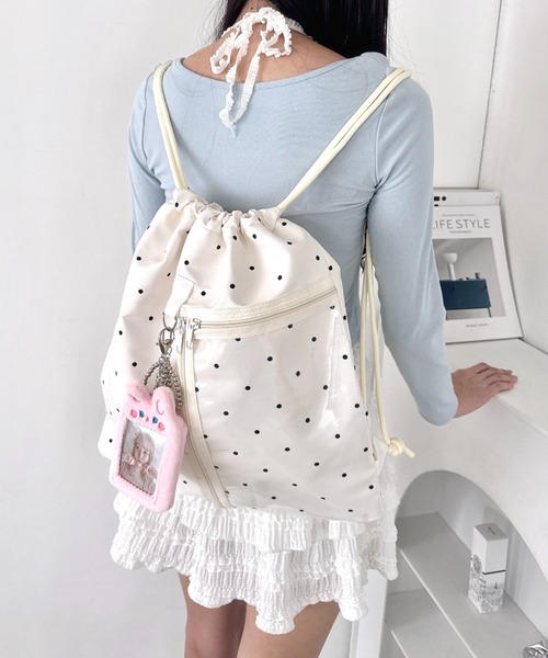 Loueme(ルエム)の「【ドット&スター】クリアポケットナップサック(バックパック/リュック・レディース・ブラック/アイボリー/その他1・FREE)」の10枚目の写真