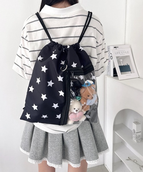 Loueme(ルエム)の「【ドット&スター】クリアポケットナップサック(バックパック/リュック・レディース・ブラック/アイボリー/その他1・FREE)」の21枚目の写真