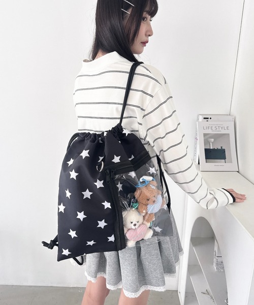 Loueme(ルエム)の「【ドット&スター】クリアポケットナップサック(バックパック/リュック・レディース・ブラック/アイボリー/その他1・FREE)」の20枚目の写真