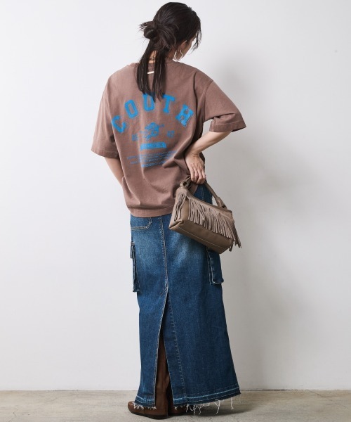 CHIC STYLE（シックスタイル）の「アウトポケットデニムマキシスカート＜大きいサイズ有＞シックスタイル（デニムスカート・レディース・ブルー系/ブラック系・M/L/LL/3L/4L/5L）」の5枚目の写真