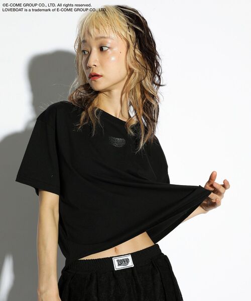 LOVE BOAT（ラブ・ボート）の「■LOVEBOAT ロゴラメptTEE（Tシャツ/カットソー・レディース・ブラック・FREE）」の2枚目の写真