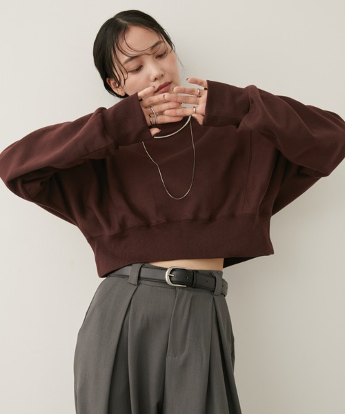 Aunt Marie's(アントマリーズ)の「クロップドルーズスウェット(スウェット・レディース・ブラック/ブラウン/ライトグレー・FREE)」の3枚目の写真