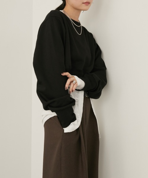 Aunt Marie's(アントマリーズ)の「クロップドルーズスウェット(スウェット・レディース・ブラック/ブラウン/ライトグレー・FREE)」の8枚目の写真