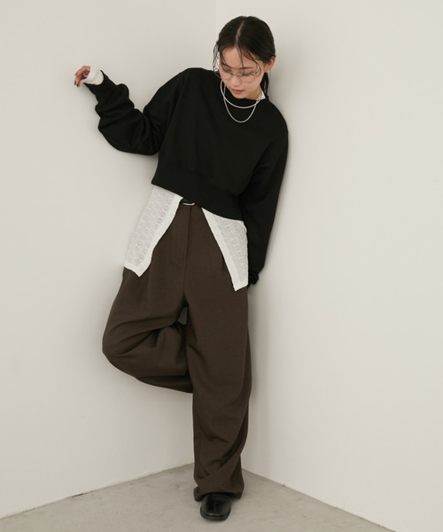 Aunt Marie's(アントマリーズ)の「クロップドルーズスウェット(スウェット・レディース・ブラック/ブラウン/ライトグレー・FREE)」の10枚目の写真