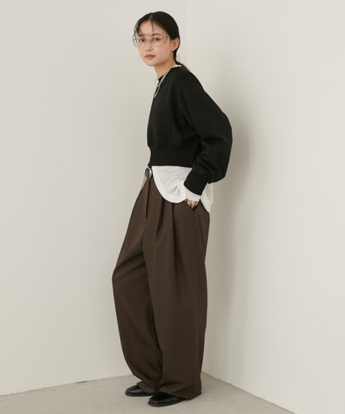 Aunt Marie's(アントマリーズ)の「クロップドルーズスウェット(スウェット・レディース・ブラック/ブラウン/ライトグレー・FREE)」の11枚目の写真