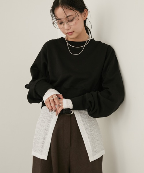 Aunt Marie's(アントマリーズ)の「クロップドルーズスウェット(スウェット・レディース・ブラック/ブラウン/ライトグレー・FREE)」の4枚目の写真