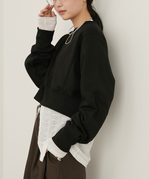 Aunt Marie's(アントマリーズ)の「クロップドルーズスウェット(スウェット・レディース・ブラック/ブラウン/ライトグレー・FREE)」の5枚目の写真