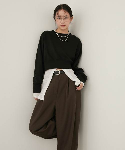 Aunt Marie's(アントマリーズ)の「クロップドルーズスウェット(スウェット・レディース・ブラック/ブラウン/ライトグレー・FREE)」の9枚目の写真