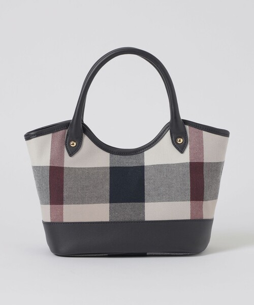 BLUE LABEL CRESTBRIDGE(ブルーレーベルクレストブリッジ)の「クレストブリッジチェックキャンバスレザー切替ミニトート(ショルダーバッグ・レディース・ベージュ系その他・FREE)」の4枚目の写真