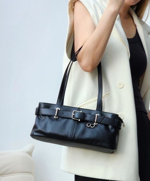 LEATHER 羊革スクエアバッグ 人気の横長トートバッグ（ショルダー