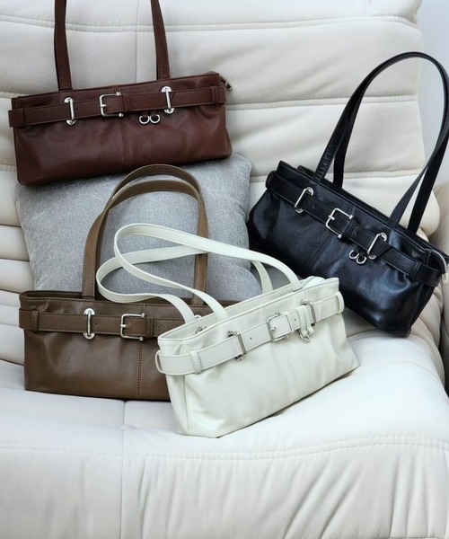 Tomieco(トミエコ)の「LEATHER 羊革スクエアバッグ 人気の横長トートバッグ(ショルダーバッグ・レディース・ダークブラウン/ブラウン/オフホワイト/ブラック・FREE)」の6枚目の写真