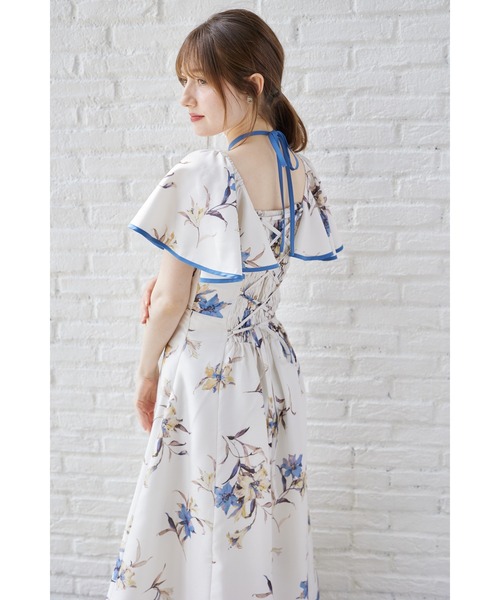tocco closet（トッコ　クローゼット）の「リリープリントフレアスリーブバックレースアップワンピース（ワンピース・レディース・レッド/ブルー・M）」の19枚目の写真