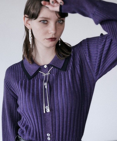 HARE パープル カーディガン HARE BIGダメージZIPカーディガン