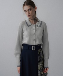 レイヤーシャツラメリブニットカーディガン(HARE)