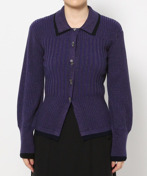 HARE(ハレ)の「レイヤーシャツラメリブニットカーディガン(HARE)(カーディガン/ボレロ・レディース・ブラック/ブラウン/パープル/グリーン/グレー/ブラック系その他・FREE)」の21枚目の写真