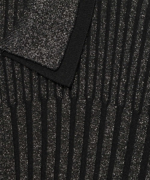 HARE(ハレ)の「レイヤーシャツラメリブニットカーディガン(HARE)(カーディガン/ボレロ・レディース・ブラック/ブラウン/パープル/グリーン/グレー/ブラック系その他・FREE)」の7枚目の写真