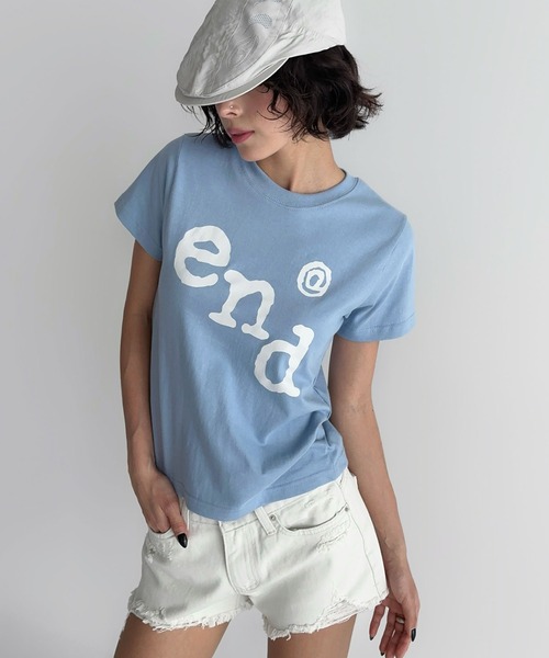 UNE MANSION(ユヌマンション)の「endユニークロゴクロップド半袖Tシャツ(Tシャツ/カットソー・レディース・ホワイト/ネイビー/ブラック/スカイブルー・FREE)」の2枚目の写真