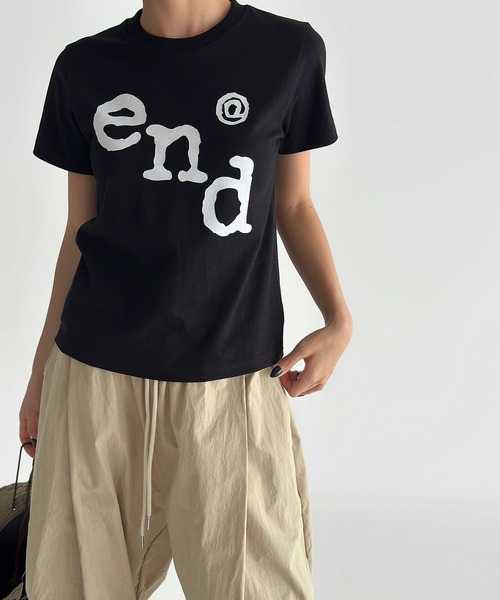 UNE MANSION(ユヌマンション)の「endユニークロゴクロップド半袖Tシャツ(Tシャツ/カットソー・レディース・ホワイト/ネイビー/ブラック/スカイブルー・FREE)」の6枚目の写真