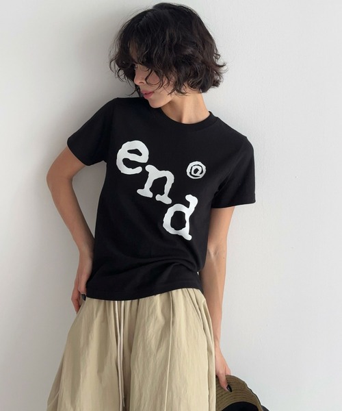 UNE MANSION(ユヌマンション)の「endユニークロゴクロップド半袖Tシャツ(Tシャツ/カットソー・レディース・ホワイト/ネイビー/ブラック/スカイブルー・FREE)」の7枚目の写真