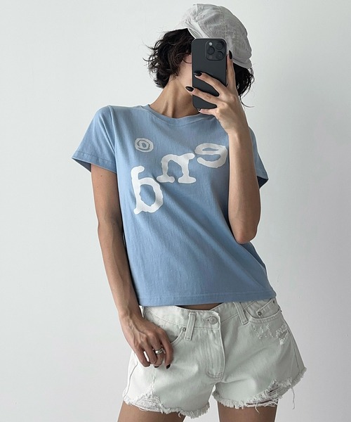 UNE MANSION(ユヌマンション)の「endユニークロゴクロップド半袖Tシャツ(Tシャツ/カットソー・レディース・ホワイト/ネイビー/ブラック/スカイブルー・FREE)」の9枚目の写真