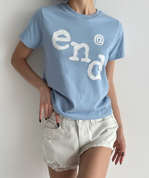 UNE MANSION(ユヌマンション)の「endユニークロゴクロップド半袖Tシャツ(Tシャツ/カットソー・レディース・ホワイト/ネイビー/ブラック/スカイブルー・FREE)」の11枚目の写真