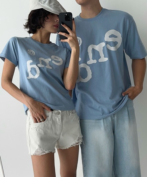UNE MANSION(ユヌマンション)の「endユニークロゴクロップド半袖Tシャツ(Tシャツ/カットソー・レディース・ホワイト/ネイビー/ブラック/スカイブルー・FREE)」の12枚目の写真
