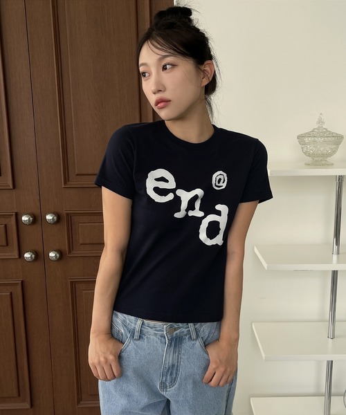 UNE MANSION(ユヌマンション)の「endユニークロゴクロップド半袖Tシャツ(Tシャツ/カットソー・レディース・ホワイト/ネイビー/ブラック/スカイブルー・FREE)」の20枚目の写真