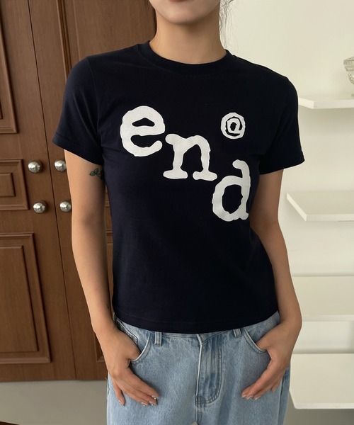UNE MANSION(ユヌマンション)の「endユニークロゴクロップド半袖Tシャツ(Tシャツ/カットソー・レディース・ホワイト/ネイビー/ブラック/スカイブルー・FREE)」の22枚目の写真