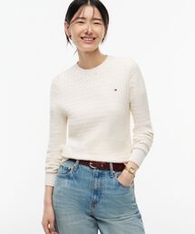 TOMMY HILFIGER | コットンケーブルファインゲージロングスリーブセーター(ニット/セーター)