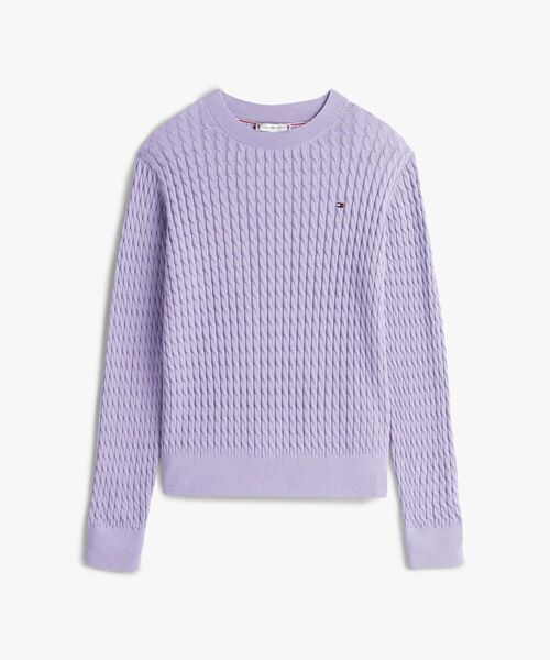 コットンケーブルファインゲージロングスリーブセーター（ニット