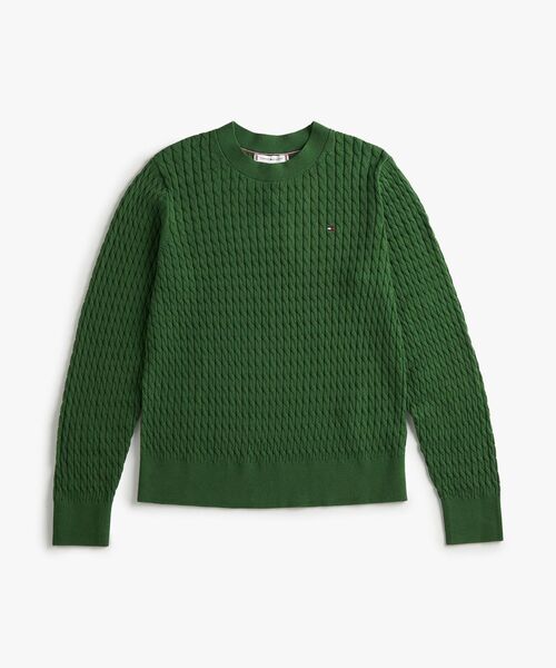TOMMY HILFIGER（トミーヒルフィガー）の「コットンケーブルファインゲージロングスリーブセーター（ニット/セーター・レディース・ネイビー/チェリーレッド/モスグリーン/ベージュ/ラベンダー/ホワイト/インディゴブルー/イエロー系その他3・SMALL/X-SMALL/XX-SMALL/MEDIUM）」の10枚目の写真
