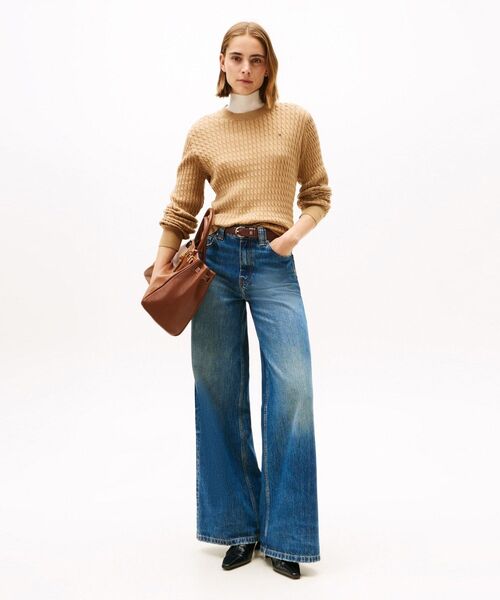 TOMMY HILFIGER（トミーヒルフィガー）の「コットンケーブルファインゲージロングスリーブセーター（ニット/セーター・レディース・ネイビー/チェリーレッド/モスグリーン/ベージュ/ラベンダー/ホワイト/インディゴブルー/イエロー系その他3・SMALL/X-SMALL/XX-SMALL/MEDIUM）」の13枚目の写真