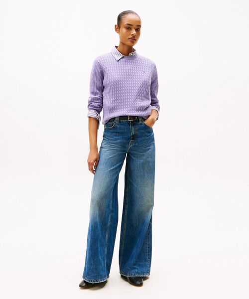 TOMMY HILFIGER（トミーヒルフィガー）の「コットンケーブルファインゲージロングスリーブセーター（ニット/セーター・レディース・ネイビー/チェリーレッド/モスグリーン/ベージュ/ラベンダー/ホワイト/インディゴブルー/イエロー系その他3・SMALL/X-SMALL/XX-SMALL/MEDIUM）」の17枚目の写真