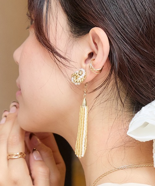 ビーズタッセルWAYピアス（ピアス（両耳用））｜Heartdance