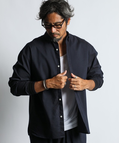 The DUFFER of ST.GEORGE(U_t@[IuZgW[W)LINEN BLEND COOLMAX RIBBED SHIRTFZbgAbv N[}bNX uVc(Vc/uEX)
