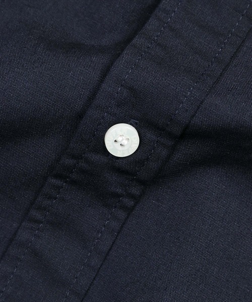 The DUFFER of ST.GEORGE（ザダファーオブセントジョージ）の「LINEN BLEND COOLMAX RIBBED SHIRT：セットアップ 麻混クールマックス リブ袖シャツ（シャツ/ブラウス・メンズ・グレイッシュベージュ/ネイビー・SMALL/X-LARGE/LARGE/MEDIUM）」の4枚目の写真