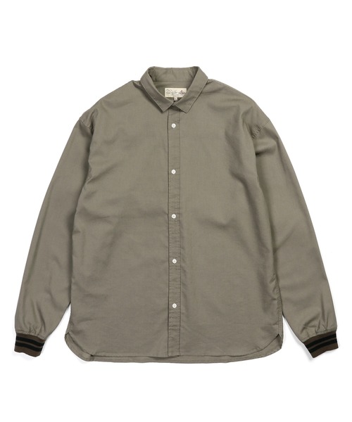 The DUFFER of ST.GEORGE（ザダファーオブセントジョージ）の「LINEN BLEND COOLMAX RIBBED SHIRT：セットアップ 麻混クールマックス リブ袖シャツ（シャツ/ブラウス・メンズ・グレイッシュベージュ/ネイビー・SMALL/X-LARGE/LARGE/MEDIUM）」の7枚目の写真