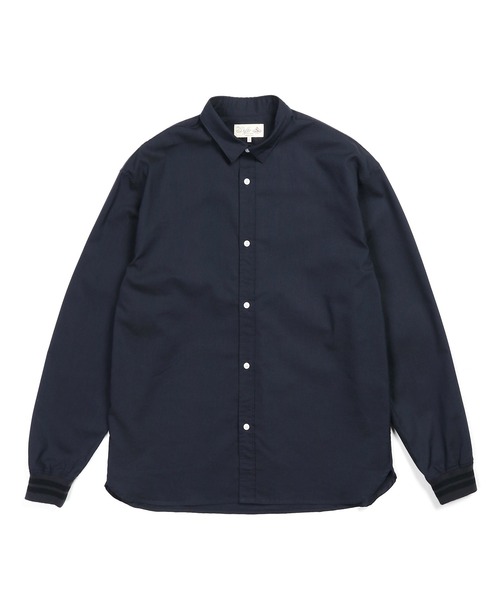 The DUFFER of ST.GEORGE（ザダファーオブセントジョージ）の「LINEN BLEND COOLMAX RIBBED SHIRT：セットアップ 麻混クールマックス リブ袖シャツ（シャツ/ブラウス・メンズ・グレイッシュベージュ/ネイビー・SMALL/X-LARGE/LARGE/MEDIUM）」の8枚目の写真