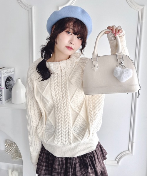 Loueme（ルエム）の「ハートファーチャーム2WAYボストンバッグ（ボストンバッグ・レディース・ブラック/アイボリー/ピンク/ブラウン・FREE）」の12枚目の写真