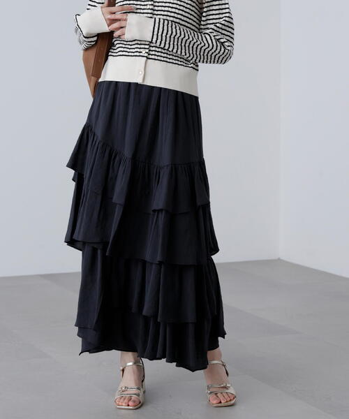 FREE'S MART（フリーズマート）の「◆アシメフリルティアードスカート（スカート・レディース・ホワイト/ボルドー/ブラック・SMALL/MEDIUM）」の6枚目の写真