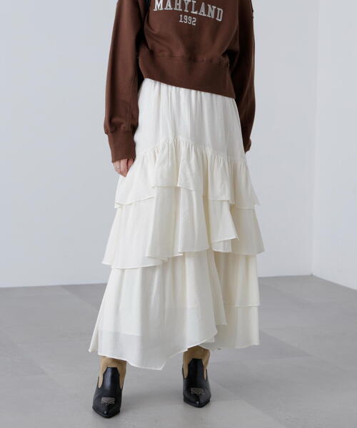 【新品未使用♪】アシメフリルティアードスカート ◇アシメフリルティアードスカート（スカート）｜FREE'S MART