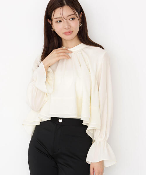 PROPORTION BODY DRESSING（プロポーションボディドレッシング）の「＜ウォッシャブル＞ヘムフレアブラウス / 1215210913（シャツ/ブラウス・レディース・ピンク/ホワイト系その他・FREE）」の2枚目の写真