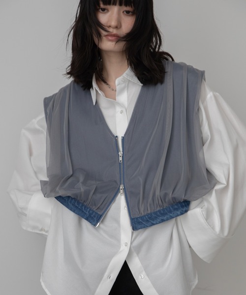 VACANCY（ヴァカンシー）の「チュールドッキングデニムZIPベスト（ベスト・レディース・ブラック/ブルー・FREE）」の15枚目の写真