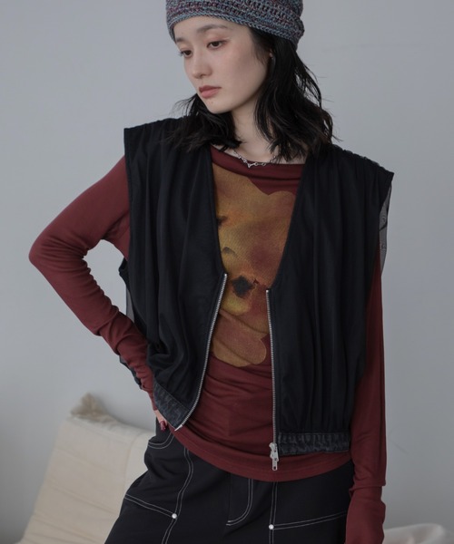 VACANCY（ヴァカンシー）の「チュールドッキングデニムZIPベスト（ベスト・レディース・ブラック/ブルー・FREE）」の19枚目の写真