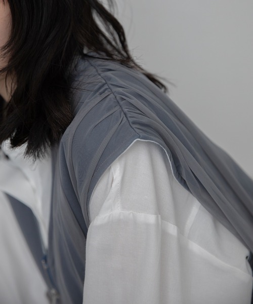 VACANCY（ヴァカンシー）の「チュールドッキングデニムZIPベスト（ベスト・レディース・ブラック/ブルー・FREE）」の9枚目の写真