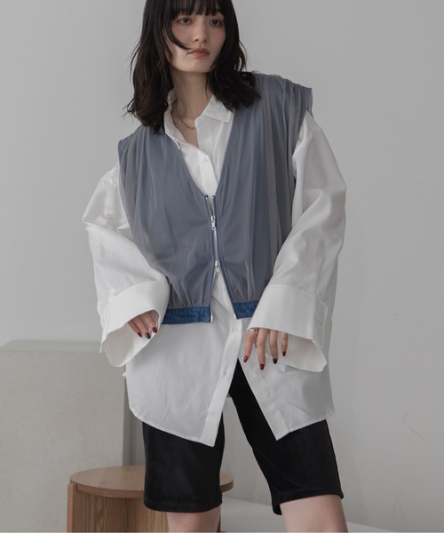 VACANCY（ヴァカンシー）の「チュールドッキングデニムZIPベスト（ベスト・レディース・ブラック/ブルー・FREE）」の12枚目の写真